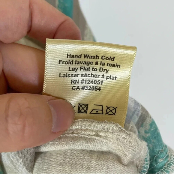 Anthropologie Porridge Elva Watercolor Aqua Grey Mixed Media Blouse Size Small - Picture 5 of 8